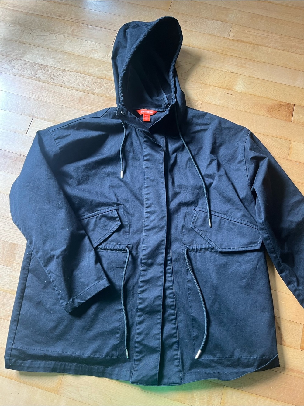 Women's Black Hooded Military-Style Field Jacket
